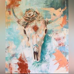 Rustic cow skull art - 11x14" print